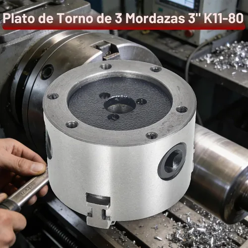 Vista 5 de 3 Mandíbula Torno Chuck Manual 3 "K11-80 Torno autocentrante Parte de perforación 3.150 in Total 2 Juego de mordazas