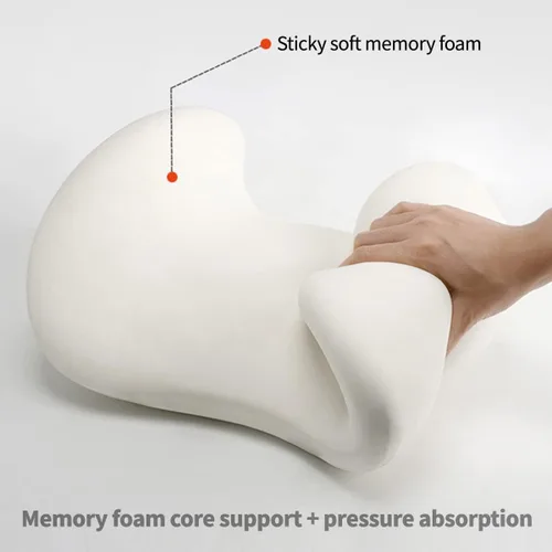 Vista 6 de Almohada de apoyo lumbar, almohada lumbar de espuma viscoelástica para aliviar el dolor de espalda, almohada lumbar ergonómica aerodinámica