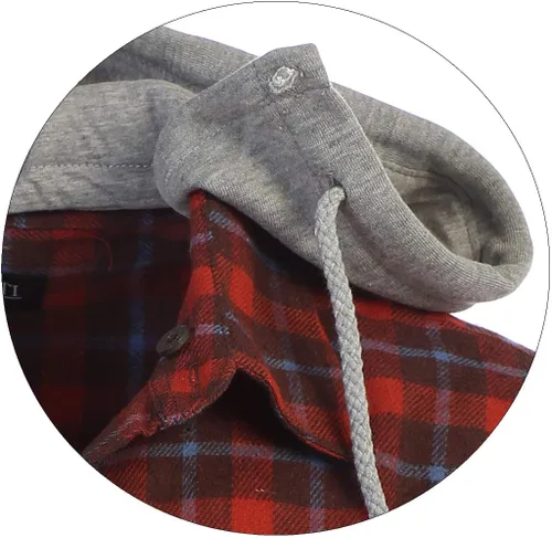 Vista 2 de Gioberti - Camisa de franela a cuadros para hombre, con capucha extraíble y botones