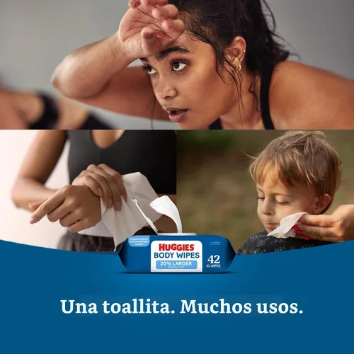 Vista 2 de Huggies Toallitas extra grandes sin perfume, 1 paquete abatible, 42