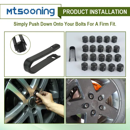 Vista 7 de 21 tapones para tuercas de rueda de automóvil, cubiertas universales de 0.83 pulgadas, protector de cabeza de perno de cubo automático con clip