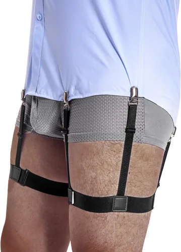 Vista 2 de Mens Shirt Stays Garters Holders Premium Shirt Stays for Men Police Military Law Enforment, Elastic Shirt Tuckers