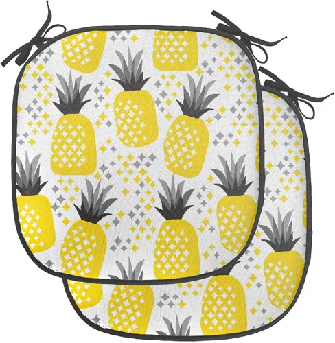 Vista 159 de Ambesonne Cojín de asiento para silla de flores, detalles florales con hojas y remolinos, estampado artístico romántico y vívido y vibrante