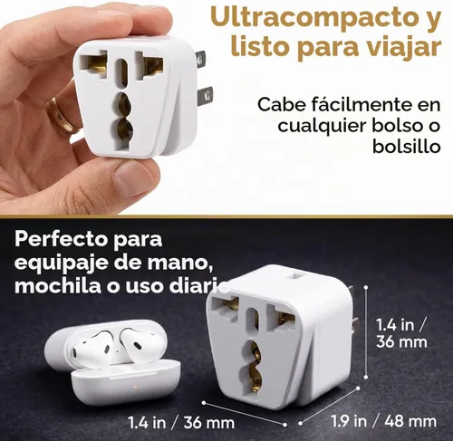 Vista 4 de Adaptador de viaje de Reino Unido a EE. UU., adaptador de enchufe de India a EE. UU., Adaptadores Unidapt para EE. UU., 2 unidades, convertidor