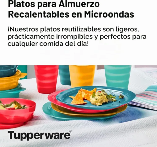 Vista 2 de Tupperware Platos de almuerzo recalentables para microondas, aptos para lavavajillas y microondas, sin BPA, reutilizables, ligeros, duraderos e
