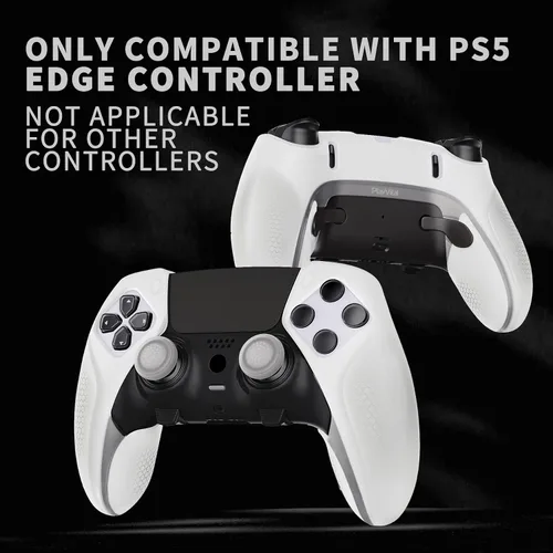 Vista 2 de PlayVital Ninja Edition Glow in Dark Half-Covered Silicone Cover for ps5 Edge Wireless Controller, Ergonomic Protector Soft Rubber Case for ps5 Edge