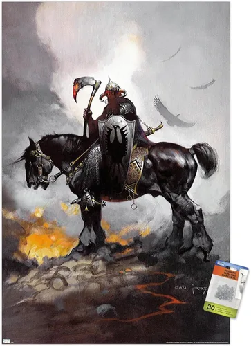 Vista 7 de Trends International Frank Frazetta - Póster de pared de Death Dealer 1, 14.72 x 22.37 pulgadas, paquete de póster premium y alfiler