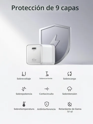 Vista 6 de UGREEN Nexode Air - Bloque de cargador USB C de 45 W, carga rápida Ultra Blanco