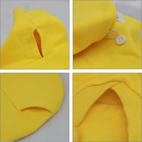 Vista 5 de LOPHIPETS Sudaderas con capucha de algodón para perros pequeños, chihuahua, ropa para cachorros, abrigo para clima frío, color amarillo, XXS