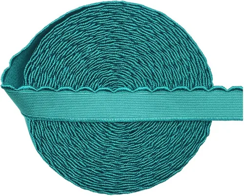 Vista 2 de Bristlegrass Banda elástica, elástica ancha para coser, correa elástica de 1/2 pulgada, 2 yardas, topacio azul, plegable, con lazo elástico