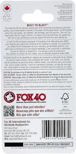 Vista 3 de Fox 40 Sonik Blast CMG – Silbato sin bolilla con agarre para dedos, color negro