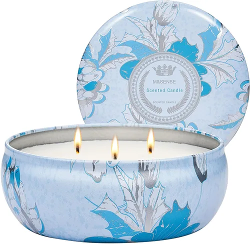 Vista 102 de M&SENSE Velas aromáticas de bayas cítricas, vela grande de lata de soja de 3 mechas, más de 40 horas de tiempo de combustión, cera vegana 100%