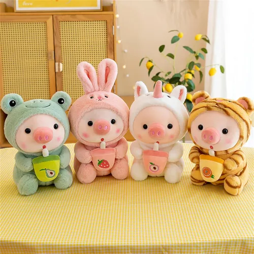 Vista 4 de AZCHEN Cerdo de peluche de cerdo, disfraz de cerdo, rana, tigre, conejo, lindo muñeco de peluche para niñas y niños, regalo de fiesta de cumpleaños