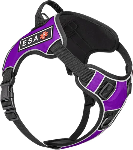 Vista 13 de Dogline Quest Arnés para perro sin tirones con parches reflectantes extraíbles para perro, reflectante, suave, cómodo, chaleco para perro con Azteca