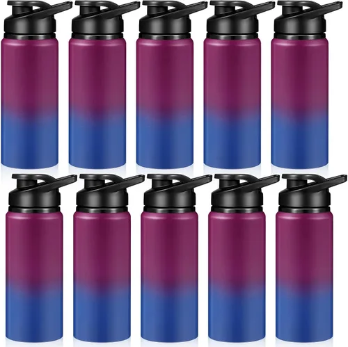 Vista 12 de Mimorou 10 Piezas botellas de agua reutilizables de aluminio de 13.5 onzas, a granel, multicolor, para deportes al aire libre, viajes, gimnasio Negro