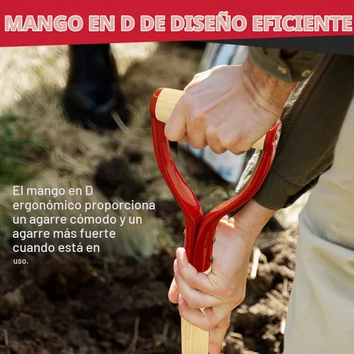 Vista 4 de VNIMTI Pala para Excavar, Pala Resistente con Mango en D de Madera, Pala Plana Cuadrada para Jardinería y Bordeado, 45 Pulgadas