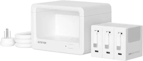 Vista 13 de Gitryin Estación de carga de escritorio 12 en 1 con 3 cargadores retráctiles tipo C y 1 cargador Lightning, concentrador de carga USB-C de 160 W