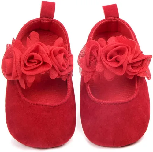 Vista 2 de Zapatos planos de Mary Jane con lazo floral de princesa para bebé y niña, zapatos de vestir suaves para recién nacidos, cuna para primer caminante