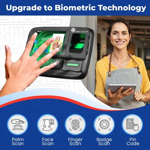 Vista 3 de Reloj biométrico de tiempo para asistencia de empleados - Máquina de entrada y salida por suscripción para empleados - Reloj de tiempo