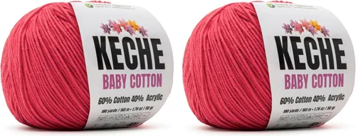 Vista 44 de Keche Hilo de Algodón, 60% Algodón 40% Hilo Acrílico, Hilo de Algodón Suave para Crochet y Tejer, Hilo Amigurumi 1 Madeja/Bola 1.76 Oz (50g) / 180