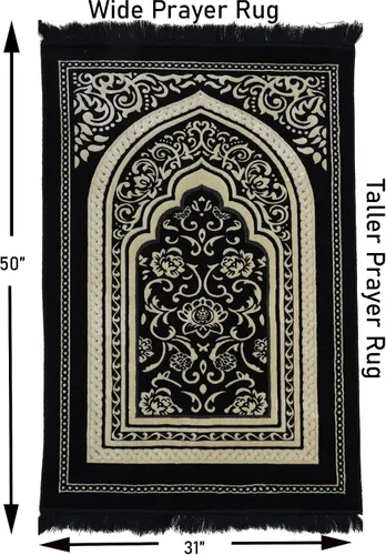 Vista 2 de Modefa Alfombra de oración de terciopelo islámico turco, gruesa, ancha, suave, para hombres y mujeres, tapete de oración grande, regalo de Eid