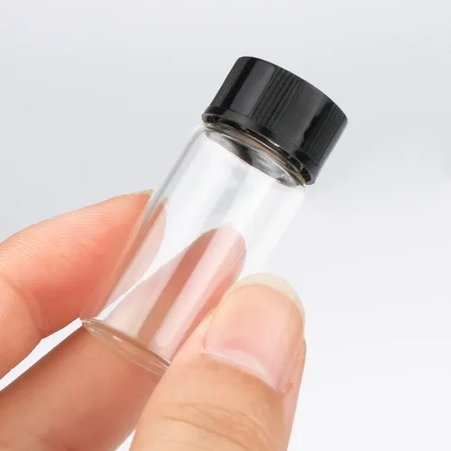 Vista 6 de Frascos de vidrio de muestra de 0.1 fl oz con tapas de rosca, botella vacía de almacenamiento de laboratorio, vidrio de borosilicato transparente