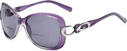 Vista 2 de The Delia - Lentes de sol de lectura bifocales, estilo cuadrado retro para mujer Púrpura
