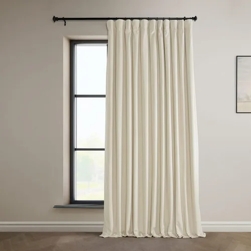 Vista 33 de HPD Half Price Drapes - Cortinas de terciopelo de lujo con bloqueo de luz para dormitorio (1 panel), 50W X 84L, cortinas Hotel con bloqueo de luz