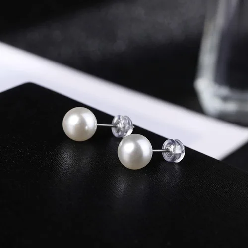 Vista 4 de Aretes de perlas de agua dulce, hipoalergénicos, de 4 a 0.472 in, para mujeres, regalos de damas de honor