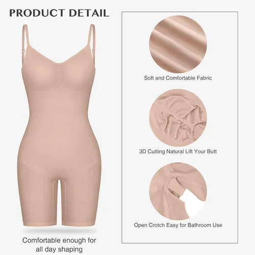 Vista 5 de FeelinGirl Body de espalda baja para mujer, con control de abdomen, sin costuras, moldeador de cuerpo