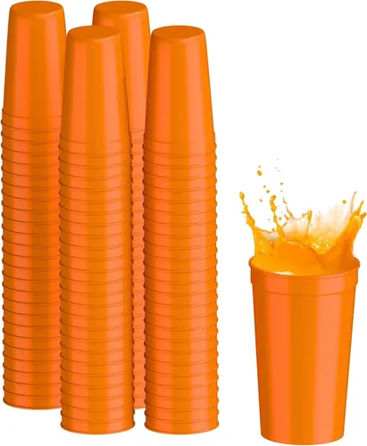 Vista 26 de PartyPrints Paquete de 100 vasos de plástico en blanco reutilizables de 10 a 12 onzas, vasos de estadio a granel, sin BPA, aptos para lavavajillas