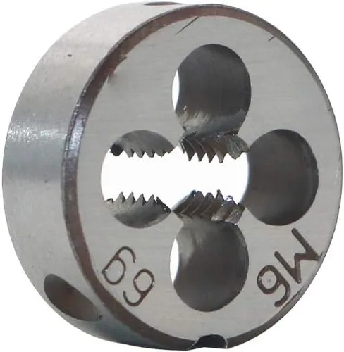 Vista 8 de HSS 0.118 in X 0.5 Mano derecha métrica redonda muere, rosca de máquina muere paso M3 X 0.020 in para el mecanizado de moldes, acero de aleación