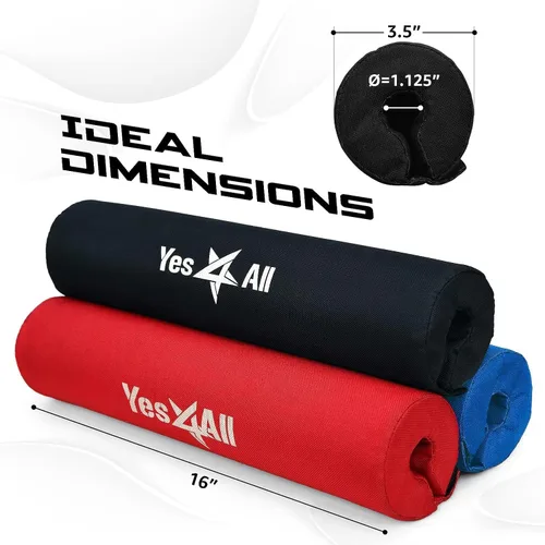 Vista 3 de Yes4All Ergonomic Foam Bar Pad, Olympic Barbell Squat & Neck Pad for Squats, Hip Thrusts & Weight Lifting Bar Negro
