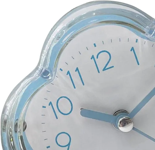 Vista 8 de Reloj despertador, lindo reloj despertador en forma de flor, silencioso, de bajo ruido, transparente, pequeño reloj despertador para sala de estar