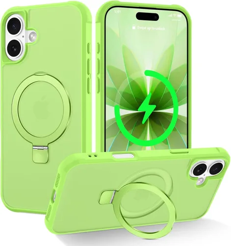 Vista 62 de CHAOFEnG Funda magnética compatible con iPhone 11 con soporte, prueba de caídas de grado militar, compatible con imán, anillo translúcido, parte