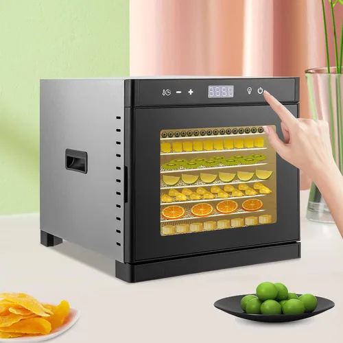 Vista 2 de Deshidratadores de alimentos para encimera, máquina secadora de acero inoxidable con temporizador digital ajustable de 24 horas, control