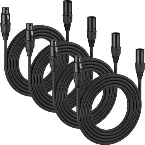 Vista 10 de MFL. Cable DMX flexible de 6.6 pies, señal de 3 pines, XLR macho a hembra, cable para iluminación de escenario, luces de DJ, impedancia de 110