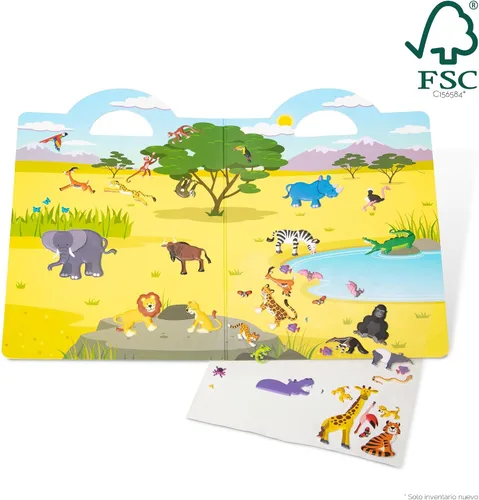 Vista 4 de Juego de calcomanías Melissa & Doug con temática de safari, 42 calcomanías infladas reutilizables