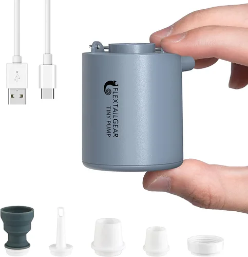 Vista 11 de FLEXTAILGEAR Bomba de aire pequeña y portátil Bomba ultra-mini con batería de 1300mAh recargable por USB para inflar y desinflar flotadores