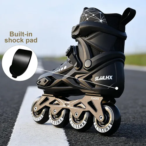 Vista 7 de Patines en línea profesionales para hombres y mujeres, patines de fitness para adultos, hombres y mujeres, cómodos y transpirables, con forro