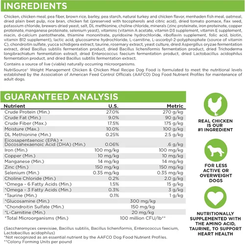 Vista 7 de NutriSource Alimento seco para perros para control de peso, proteína de pollo, 12 libras Granos inclusivos, probióticos y prebióticos apoyo