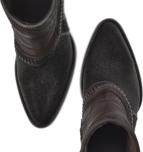 Vista 8 de Cuadra Botines de mujer en piel auténtica de raya, con cremallera, color negro