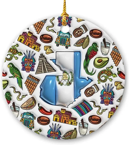 Vista 104 de Lotacy Bandera argentina argentina de Navidad de cerámica 2D impresa adorno con símbolos, decoración del hogar argentina regalos para hombres