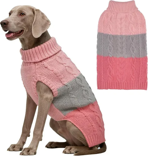Vista 16 de EXPAWLORER Suéter para perro con agujero para correa, suéteres de otoño para perros pequeños para niñas y niños, ropa clásica de punto de cuello