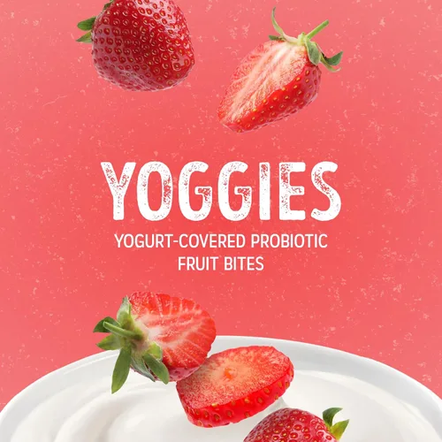 Vista 3 de Nature’s Garden Yoggies probióticos con sabor a fresa 21 oz (30 x 0.7 oz) Paquete de 2 - Bocados de fruta cubierta de yogur de fresa, alta en fibra