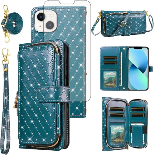 Vista 73 de Funda para teléfono iPhone 6 6S con cremallera y protector de pantalla con protector de pantalla, correa de cordón cruzado, ranura para iPhone 6 Six