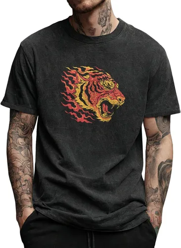 Vista 24 de domirica Camisas holgadas lavadas para hombre, sólidas, 100% algodón, camisetas cuadradas, ropa de fitness vintage, ropa de calle para gimnasio