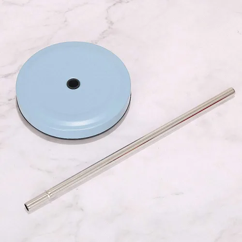 Vista 6 de Ulalaza Vaso de agua de acero inoxidable aislado con tapa, botella de agua, aislamiento térmico, taza fría portátil de acero inoxidable, pajita
