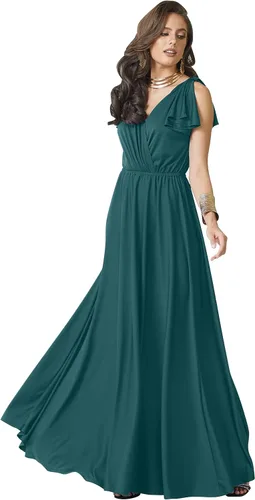 Vista 12 de KOH KOH Vestido largo maxi para mujer 2025 con cuello en V, sin mangas, con volantes, para dama de honor, baile de graduación Negro