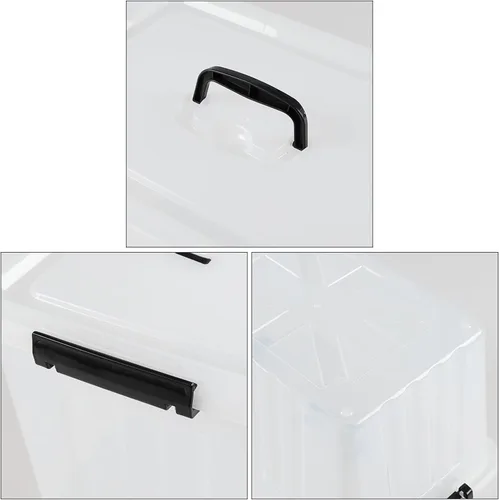 Vista 4 de Paquete de 4 cajas de almacenamiento de plástico transparente de 20 L con asa